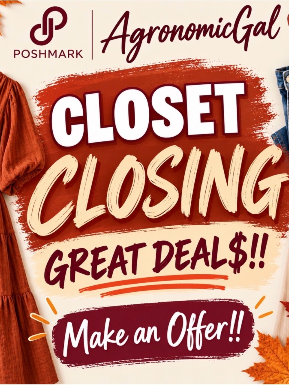 Closing my closet by end of October! Make bundles + offers